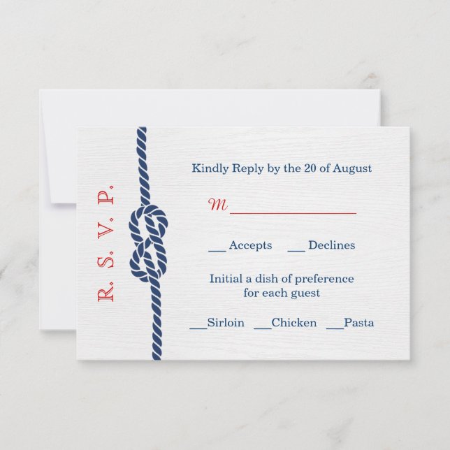 Nautical Knot Wedding RSVP Card (Front)
