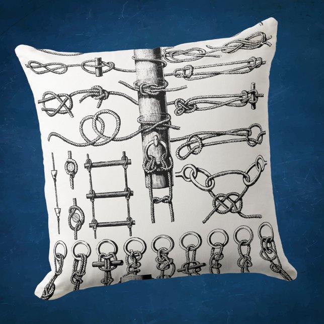 Nautical Knots Chart Vintage Throw Pillow (Creator Uploaded)