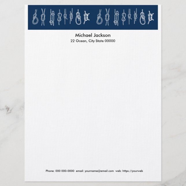 Nautical Knots Letterhead Stationery (Front)
