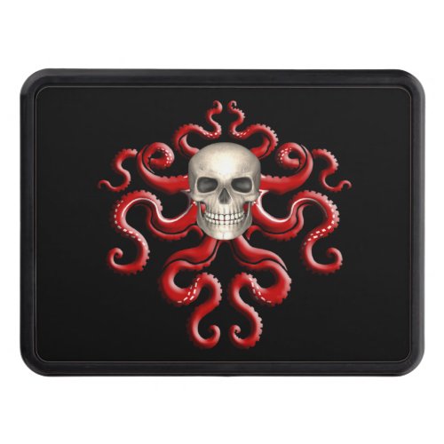 Nautical Kraken Pirate Skull Red Octopus Hitch Cover