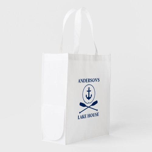 Nautical Lake House Anchor Rope Oars Reusable Grocery Bag