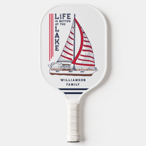 Nautical Lake House Family Name Personalized Pickleball Paddle