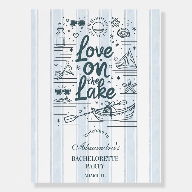 Nautical Lake Weekend Bachelorette Itinerary Foam Board (Front)