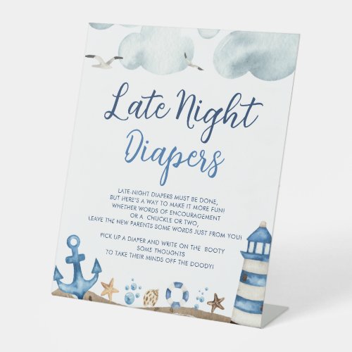 Nautical Late Night Diapers Baby Shower Sign