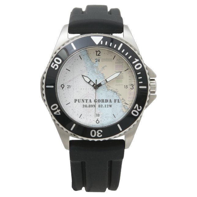 Nautical Latitude Longitude Boater's Punta Gorda Watch (Front)