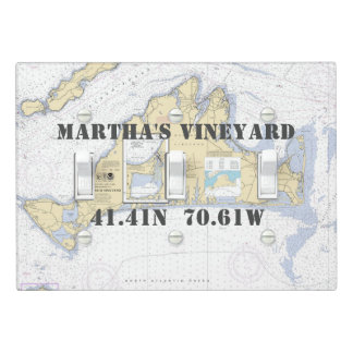 Nautical Latitude Longitude Martha's Vineyard Light Switch Cover