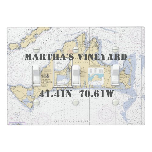 Nautical Latitude Longitude Marthas Vineyard Light Switch Cover