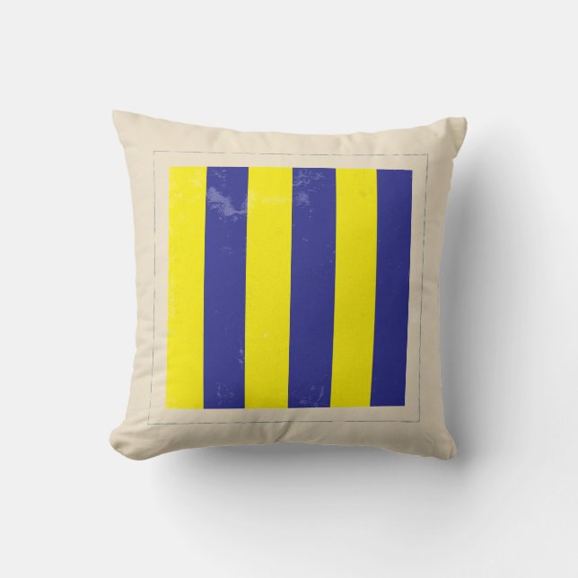 Nautical Letter “G” Signal Flag Throw Pillow (Front)