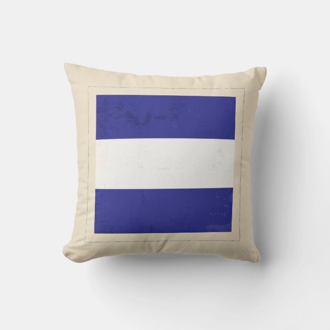 Nautical Letter “J” Signal Flag Throw Pillow (Front)