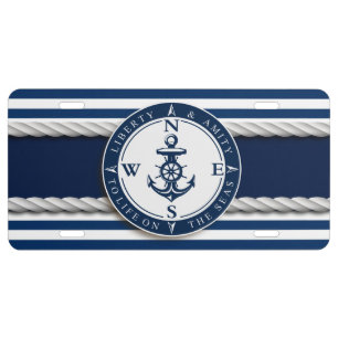 Nautical - "Liberty, Amity, Life, Seas" License Plate