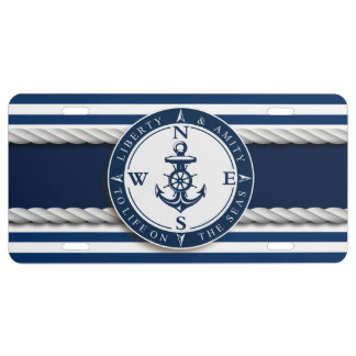 Nautical - "Liberty, Amity, Life, Seas" License Plate