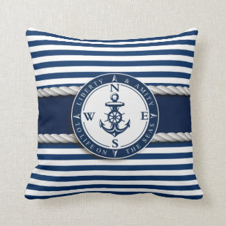 Nautical - "Liberty, Amity, Life, Seas" Throw Pillow