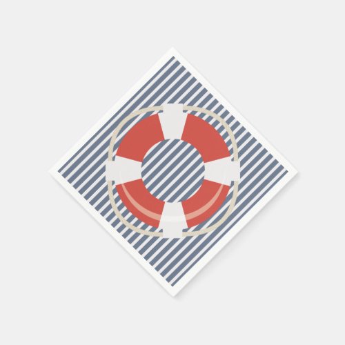 Nautical Life Buoy Contrast Pattern Paper Napkin