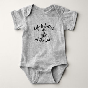 nautical LIFE IS BETTER AT THE LAKE and anchor Baby Bodysuit