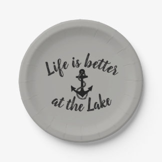 nautical LIFE IS BETTER AT THE LAKE and anchor | Paper Plates