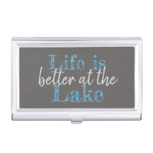 nautical LIFE IS BETTER AT THE LAKE   Business Card Case