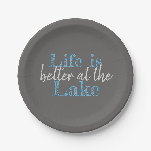 nautical LIFE IS BETTER AT THE LAKE | Paper Plates (Front)