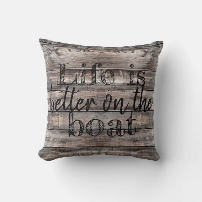 nautical LIFE IS BETTER ON THE BOAT two-sided | Throw Pillow (Front)