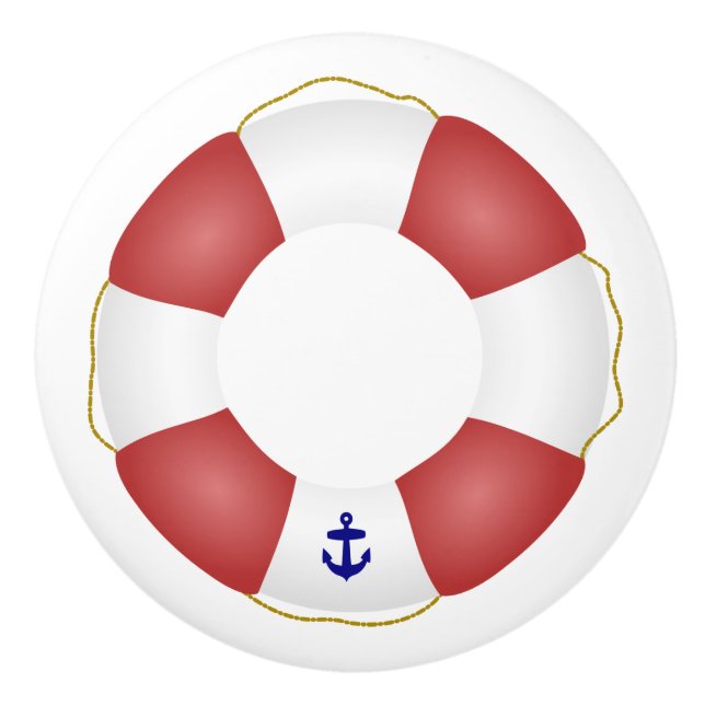 Nautical Life preserver Ceramic Knob (Front)