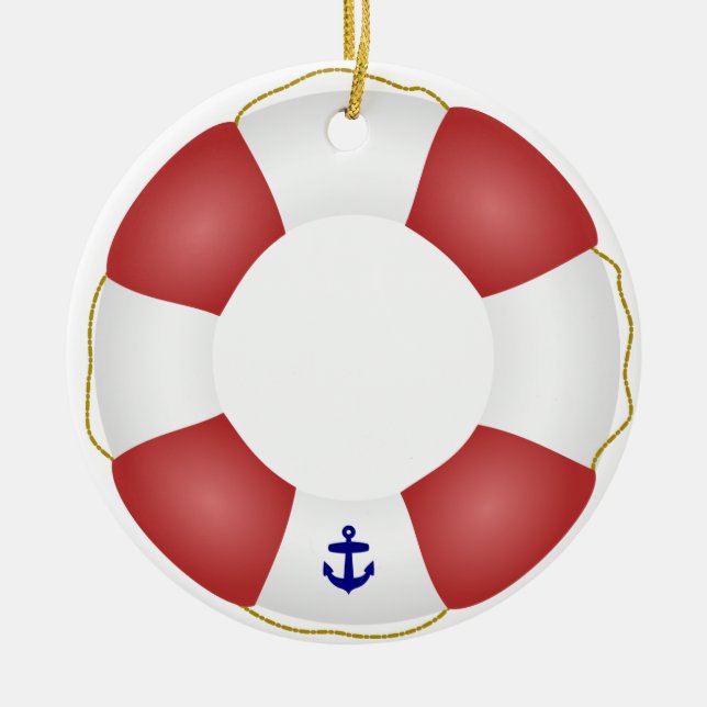 Nautical Life preserver Ceramic Ornament (Front)