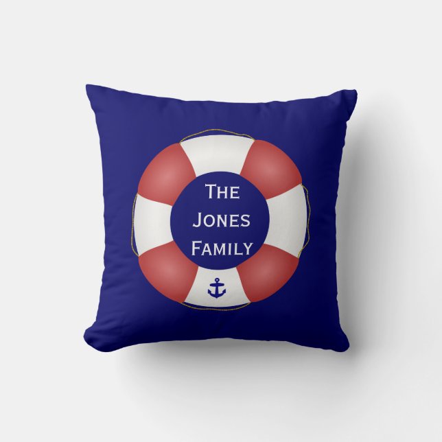 Nautical Life preserver Throw Pillow (Front)