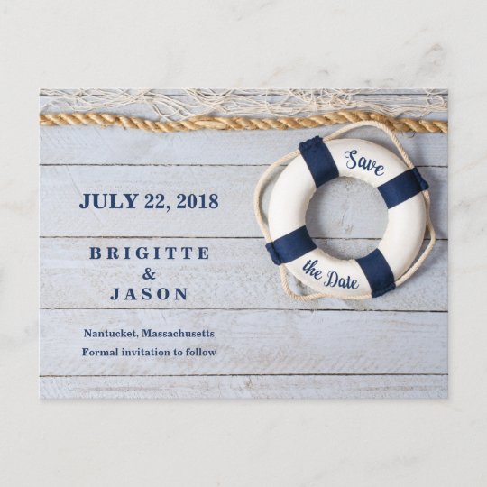 Nautical Life Saver Date the Date Card | Zazzle.com