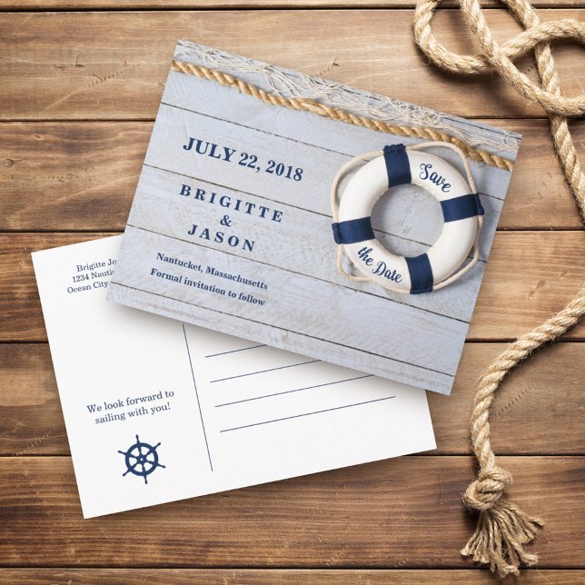 Nautical Life Saver Date the Date Card (Creator Uploaded)