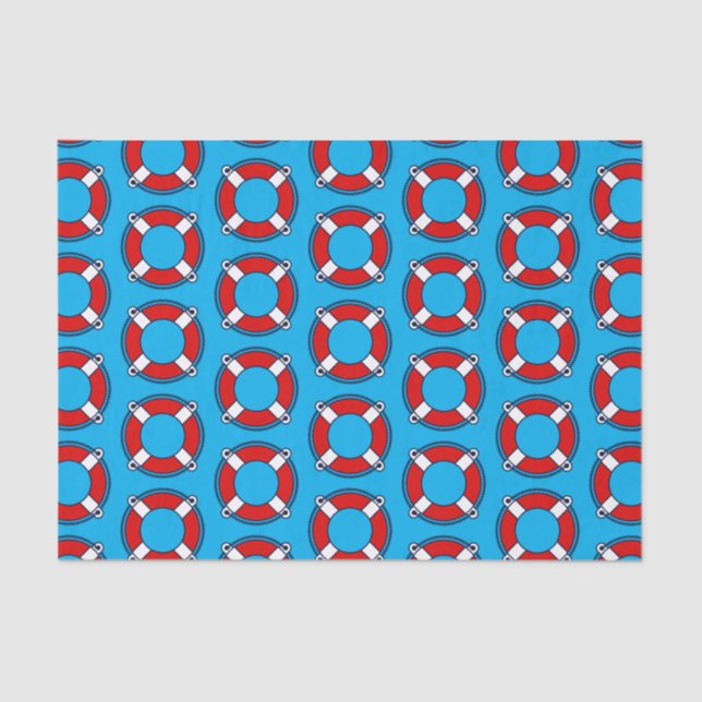 Nautical lifebelt ring buoy life preserver pattern tissue paper (Front)