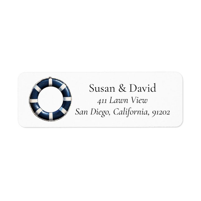 Nautical Lifebuoy Personalized Address Label (Front)