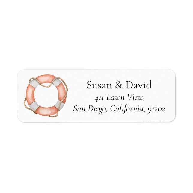 Nautical Lifebuoy Watercolor Label (Front)