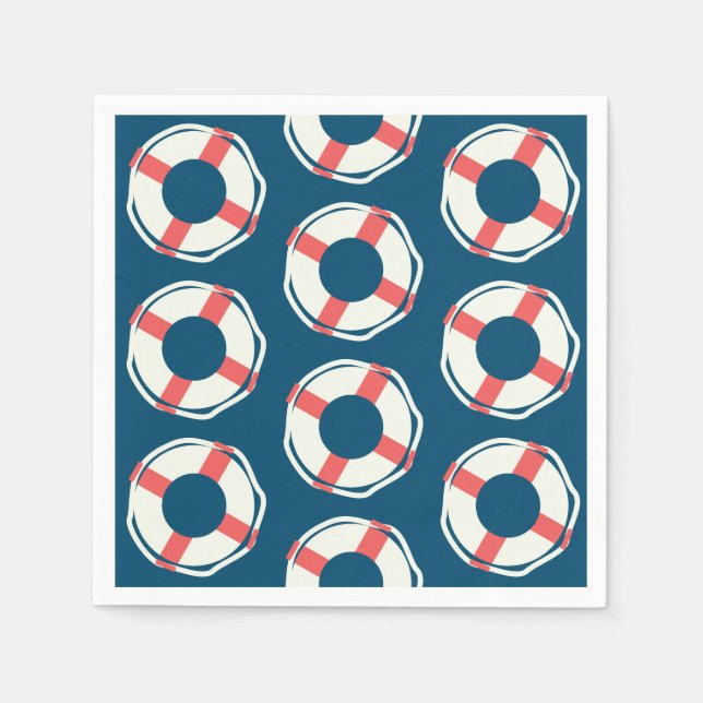 Nautical Lifesaver Baby Shower Boy Ocean Birthday Napkins (Front)