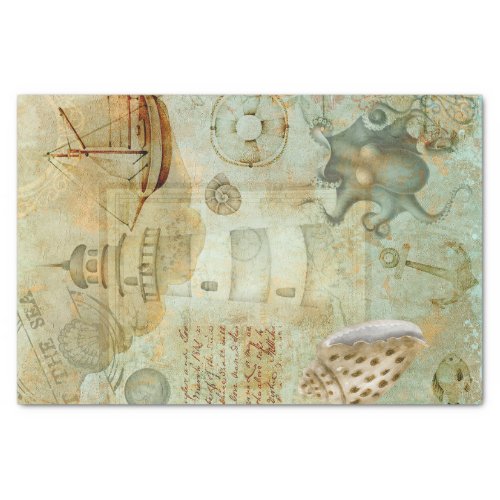 Nautical Light House Ocean Ship SeaShell Decoupage Tissue Paper