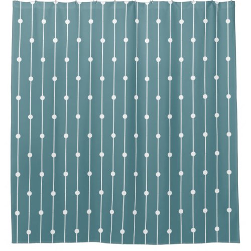 Nautical Light Teal striped and dotted modern Shower Curtain