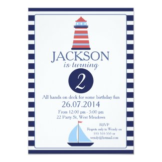 Nautical Lighthouse 2nd Birthday Invitation