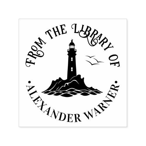 Nautical Lighthouse 3 âœFrom the library ofâ Book  Self_inking Stamp