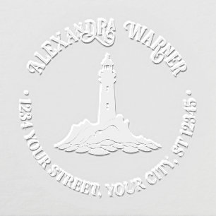 Nautical Lighthouse #3 Name Return Address  Embosser