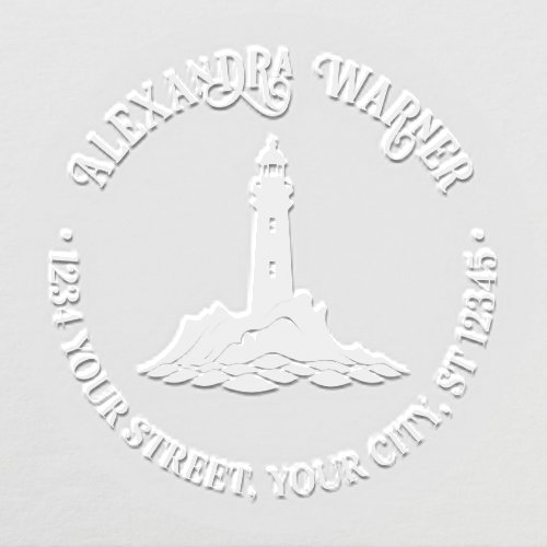Nautical Lighthouse 3 Name Return Address  Embosser