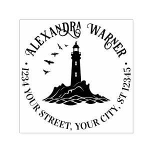 Nautical Lighthouse #3 Name Return Address  Self-inking Stamp
