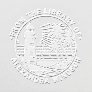 Nautical Lighthouse #4 Palm Tree Library Book Name Embosser