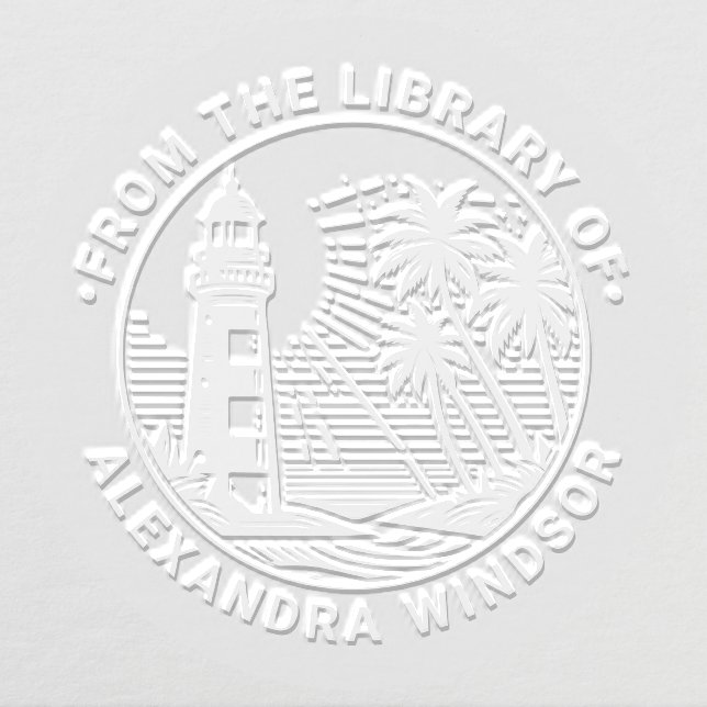 Nautical Lighthouse #4 Palm Tree Library Book Name Embosser (Design)