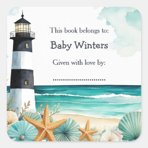 Nautical Lighthouse Baby Shower Bookplate