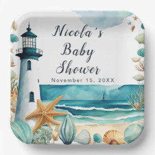 Nautical Lighthouse Baby Shower Paper Plates