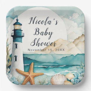 Nautical Lighthouse Baby Shower Paper Plates