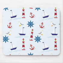 Nautical Lighthouse Background Mouse Pad