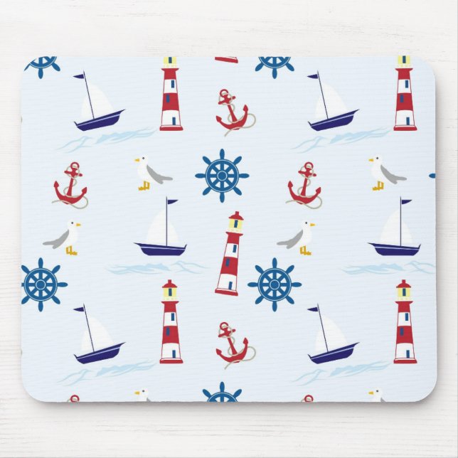 Nautical Lighthouse Background Mouse Pad (Front)