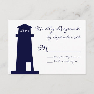 Nautical Lighthouse Beach Wedding RSVP Cards