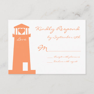 Nautical Lighthouse Beach Wedding RSVP Cards