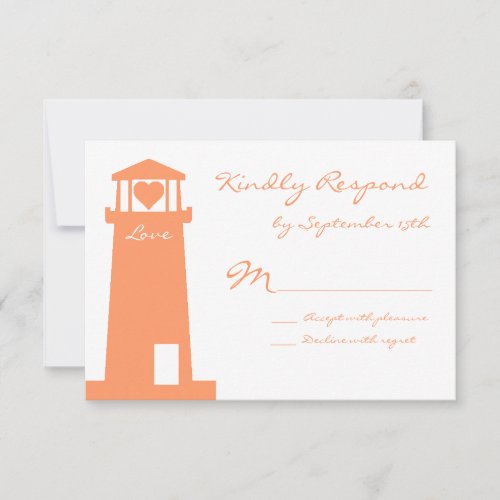 Nautical Lighthouse Beach Wedding RSVP Cards