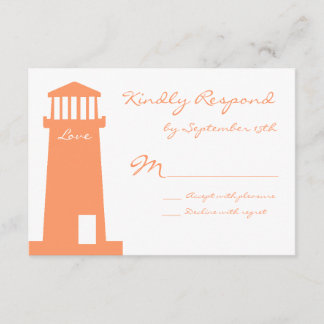 Nautical Lighthouse Beach Wedding RSVP Cards