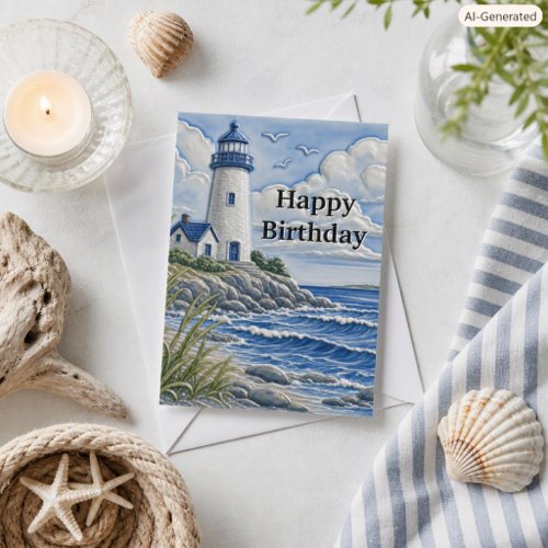 Nautical Lighthouse Birthday Card for Him